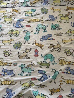 Saturday Knight Cats and Dog Shower Curtain Colorful